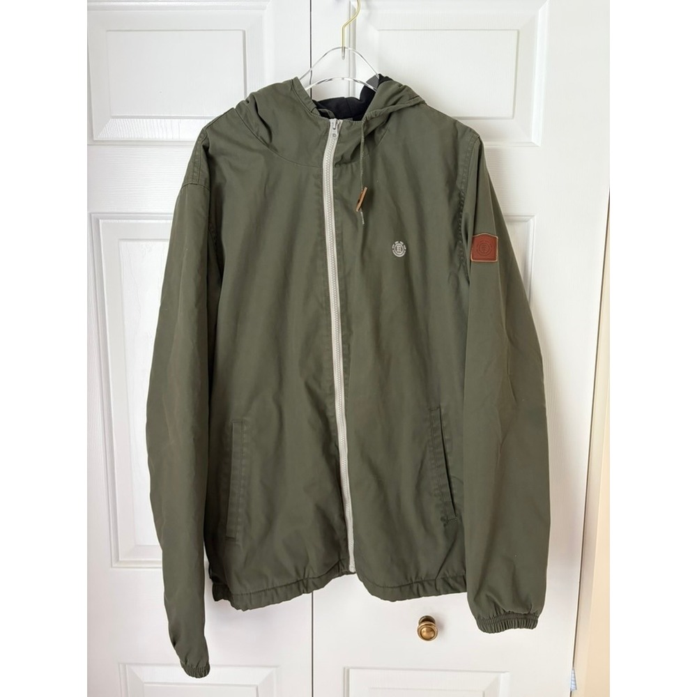 Element Wolfeboro Jacket Women XL Olive Green Hooded Fleece Lined Windbreaker